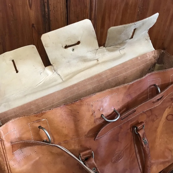 Antique 1955 Leather U S Mail Money Duffle Bag Railroad Overnight Crossbody Bag - Picture 9 of 10
